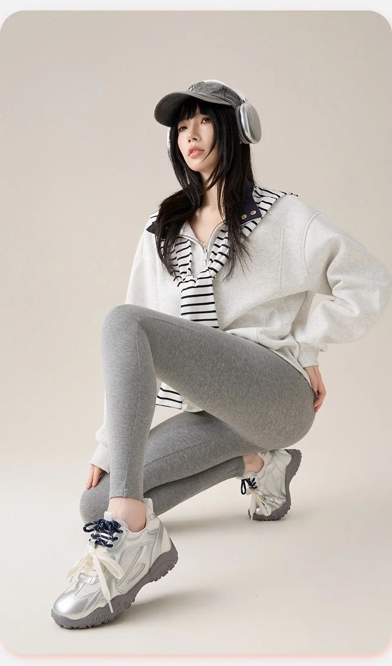 BIVIGAOS Autumn New Thin Cotton Leggings Women High Waist Sports Casual Leggings 40 Weave Knitting High Stretch Cotton Pants