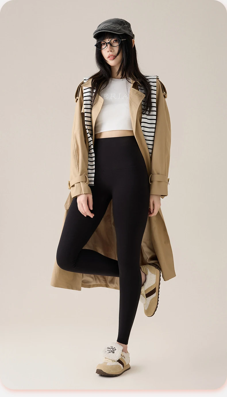 BIVIGAOS Autumn New Thin Cotton Leggings Women High Waist Sports Casual Leggings 40 Weave Knitting High Stretch Cotton Pants