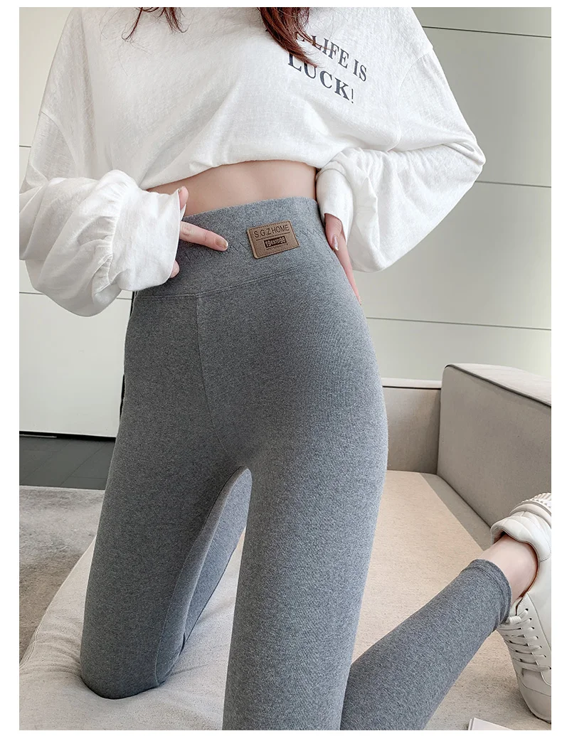 Women's High Waist Cotton Leggings Slim Fit Stretchy Casual Pants Soft Basic Trousers Outer Wear Daily·