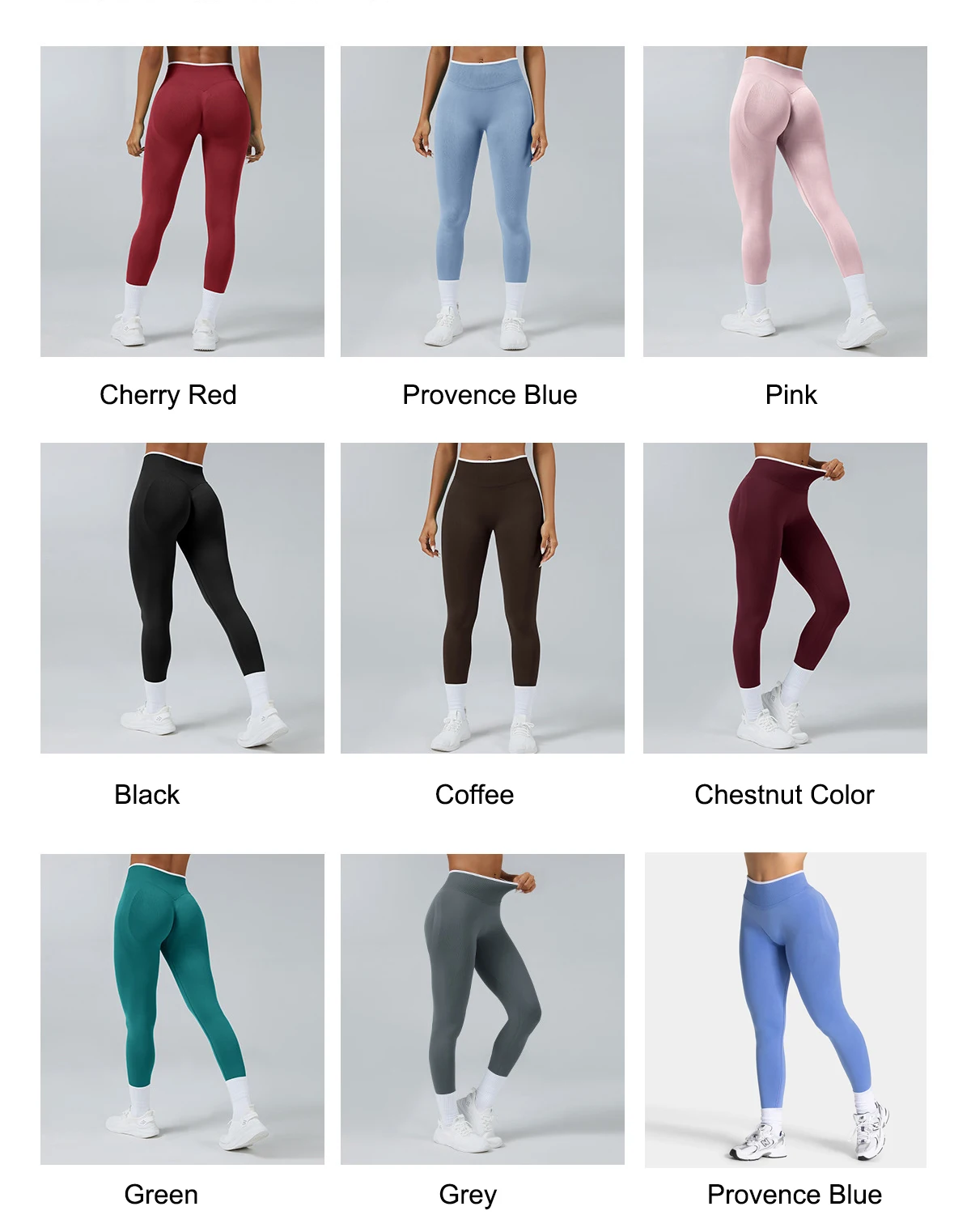 Women's Seamless Gym Solid Color Sports Pants White Edge Waist Tight High Waist Hip Lifting Pants Running Exercise Leggings