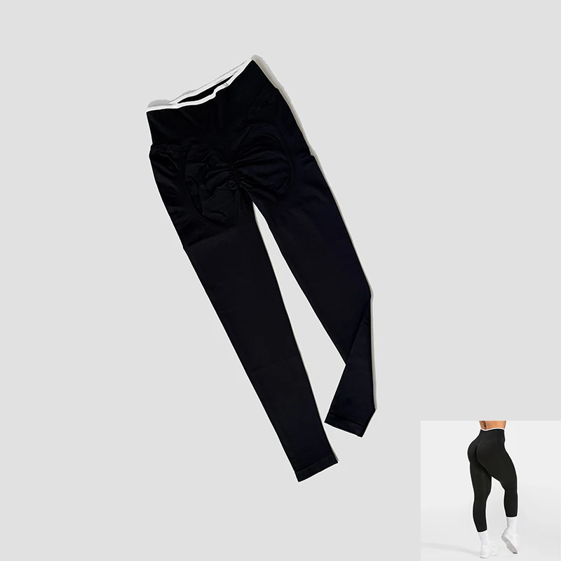 Women's Seamless Gym Solid Color Sports Pants White Edge Waist Tight High Waist Hip Lifting Pants Running Exercise Leggings