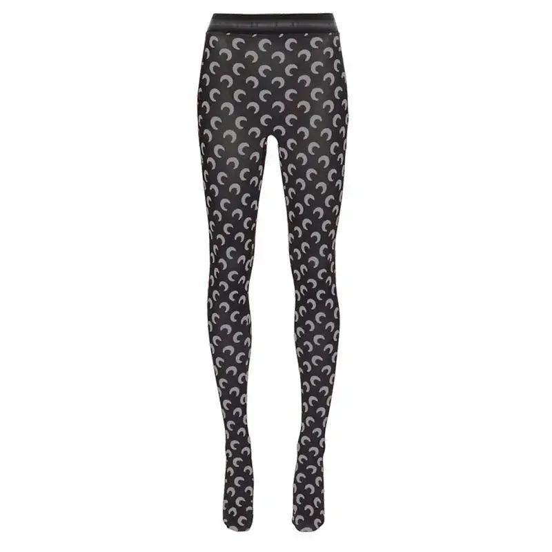 Fashion High Street Casual Women's High Waist Printed Bottom Pants New Women Reflective Tight Elastic Outerwear Pants