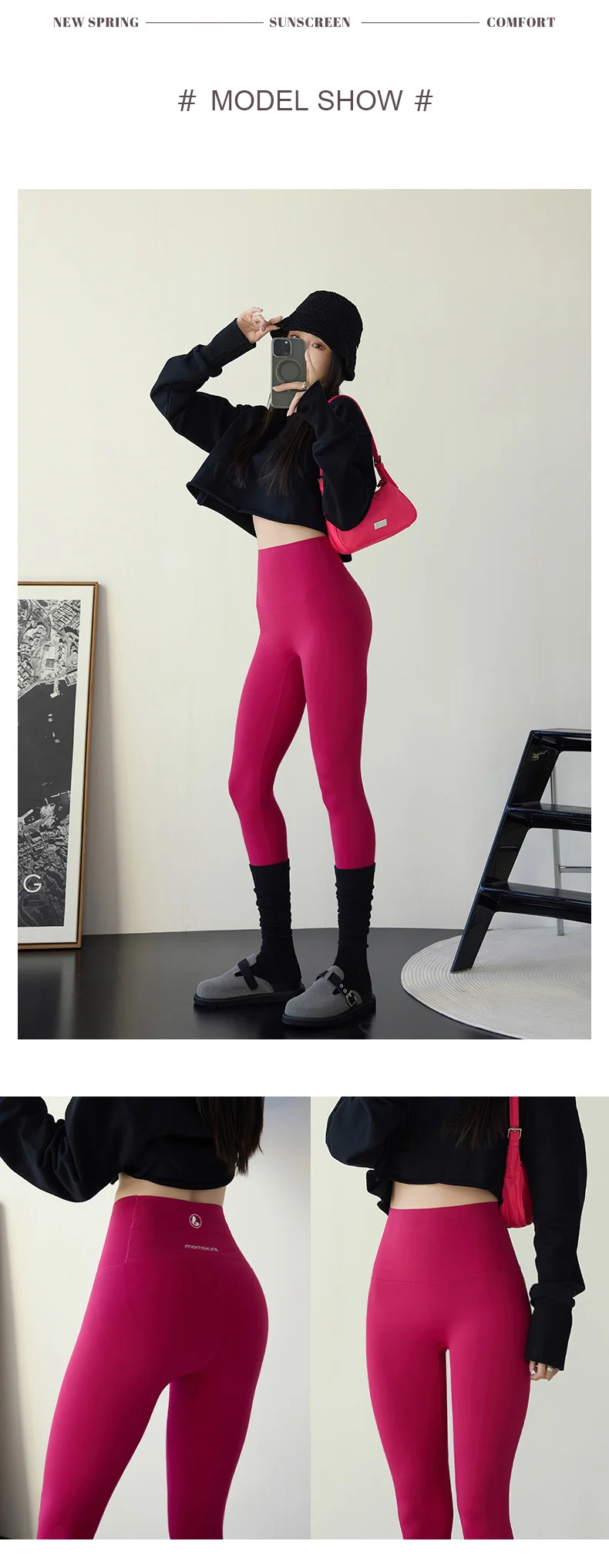 BIVIGAOS Spring Summer New Plum Red 3D Naked Feeling Sharkskin Leggings Women Slim Sexy Sport Yoga Push Up Fitness Leggings