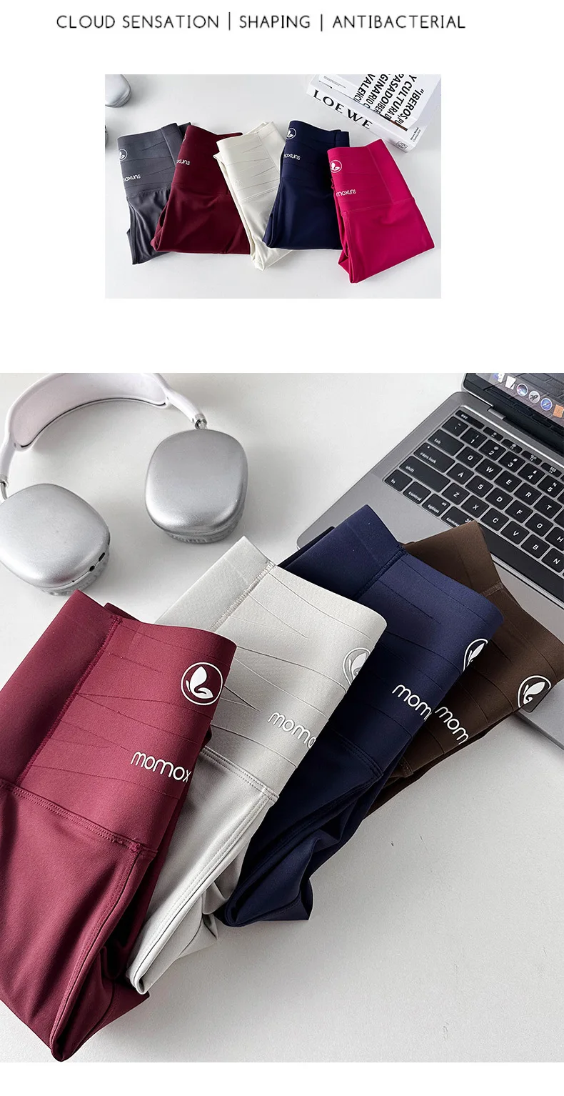 BIVIGAOS Spring Summer New Plum Red 3D Naked Feeling Sharkskin Leggings Women Slim Sexy Sport Yoga Push Up Fitness Leggings