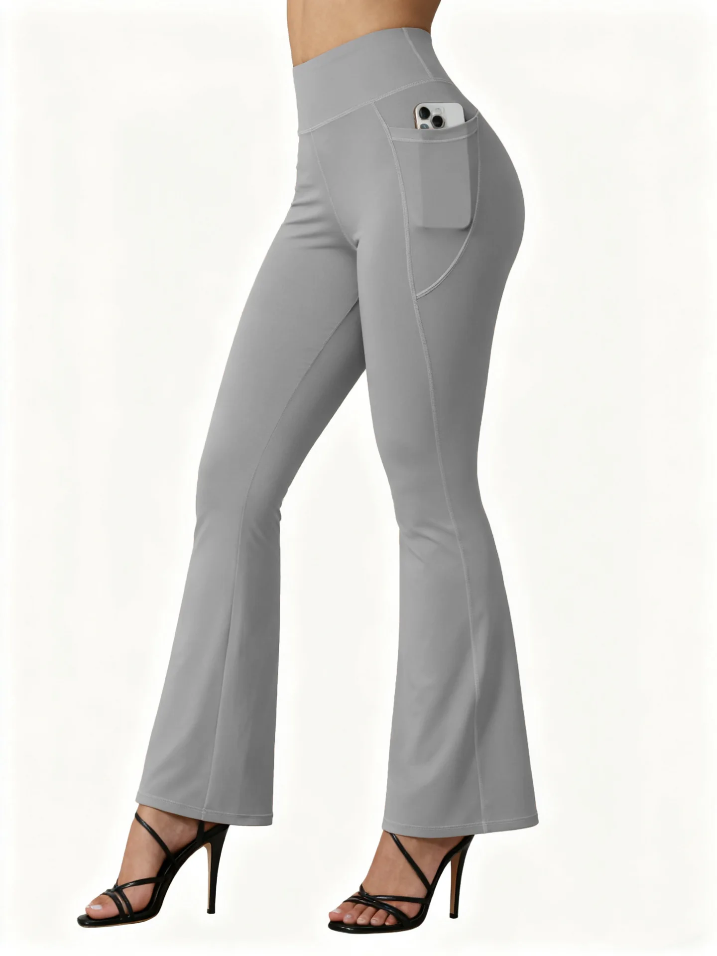High Waisted Flared Yoga Leggings Women Butt Lifting with Pocket Design Wide Leg Leggings Running Tights Plus Size Gym Pants