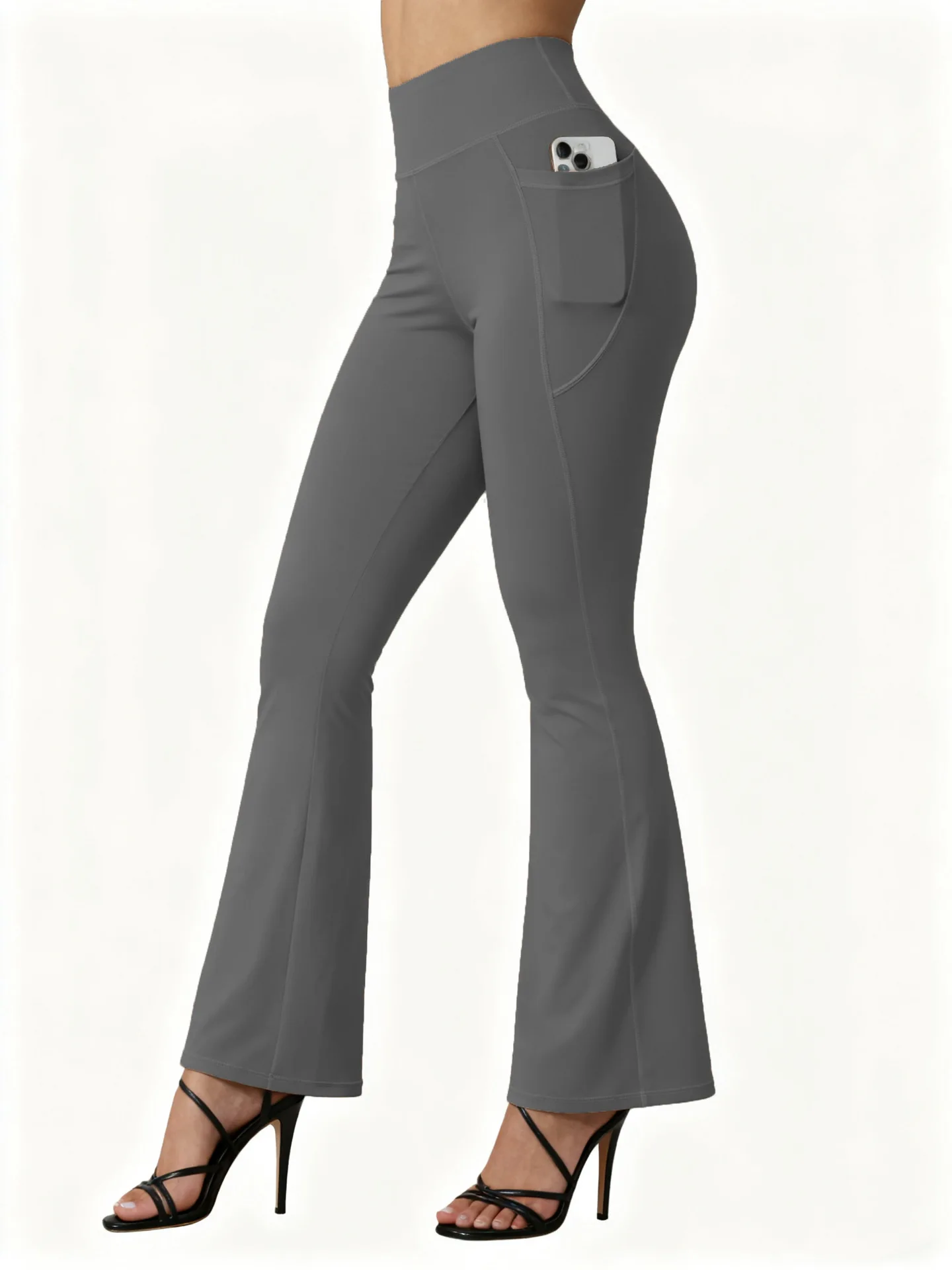 High Waisted Flared Yoga Leggings Women Butt Lifting with Pocket Design Wide Leg Leggings Running Tights Plus Size Gym Pants