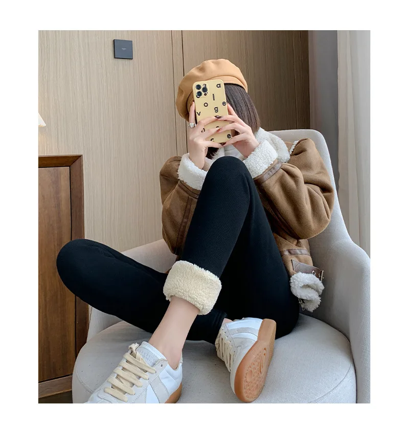 Plus Size High Waisted Fleece Lined Leggings Women Cloudlike Soft Thermal Pants Winter Thickened Warm Cotton Pants Wear Alone