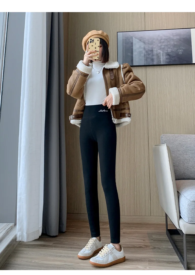Plus Size High Waisted Fleece Lined Leggings Women Cloudlike Soft Thermal Pants Winter Thickened Warm Cotton Pants Wear Alone