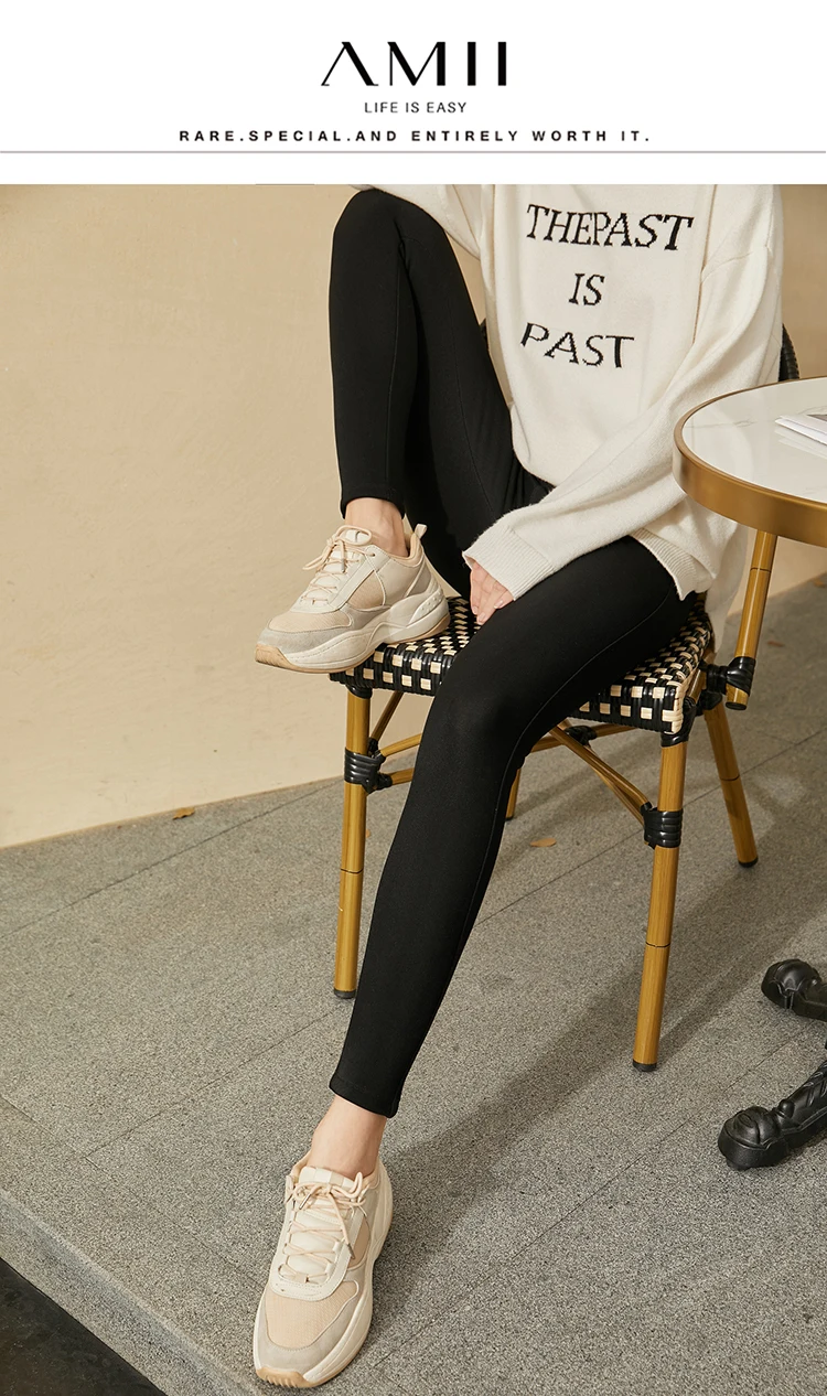 Amii Leggings Woman 2025 Winter New Warm Slim-fit Nine-point Female Legging Pants Casual Solid Versatile Woman Clothing12524023