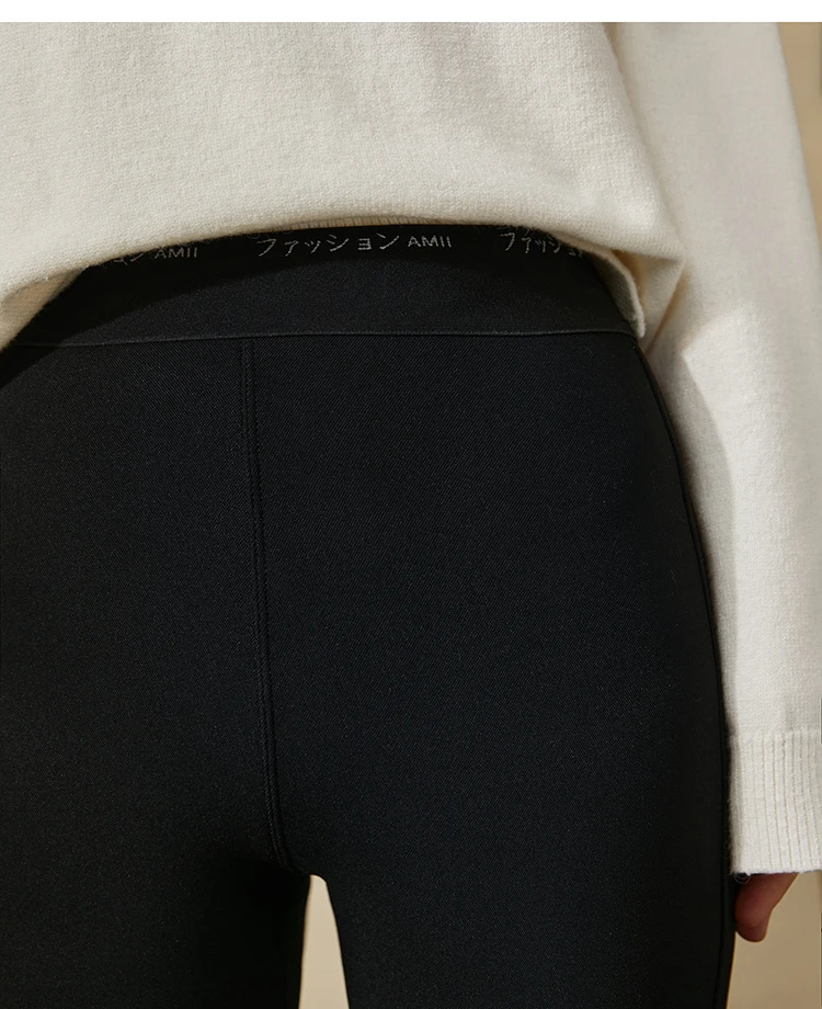Amii Leggings Woman 2025 Winter New Warm Slim-fit Nine-point Female Legging Pants Casual Solid Versatile Woman Clothing12524023