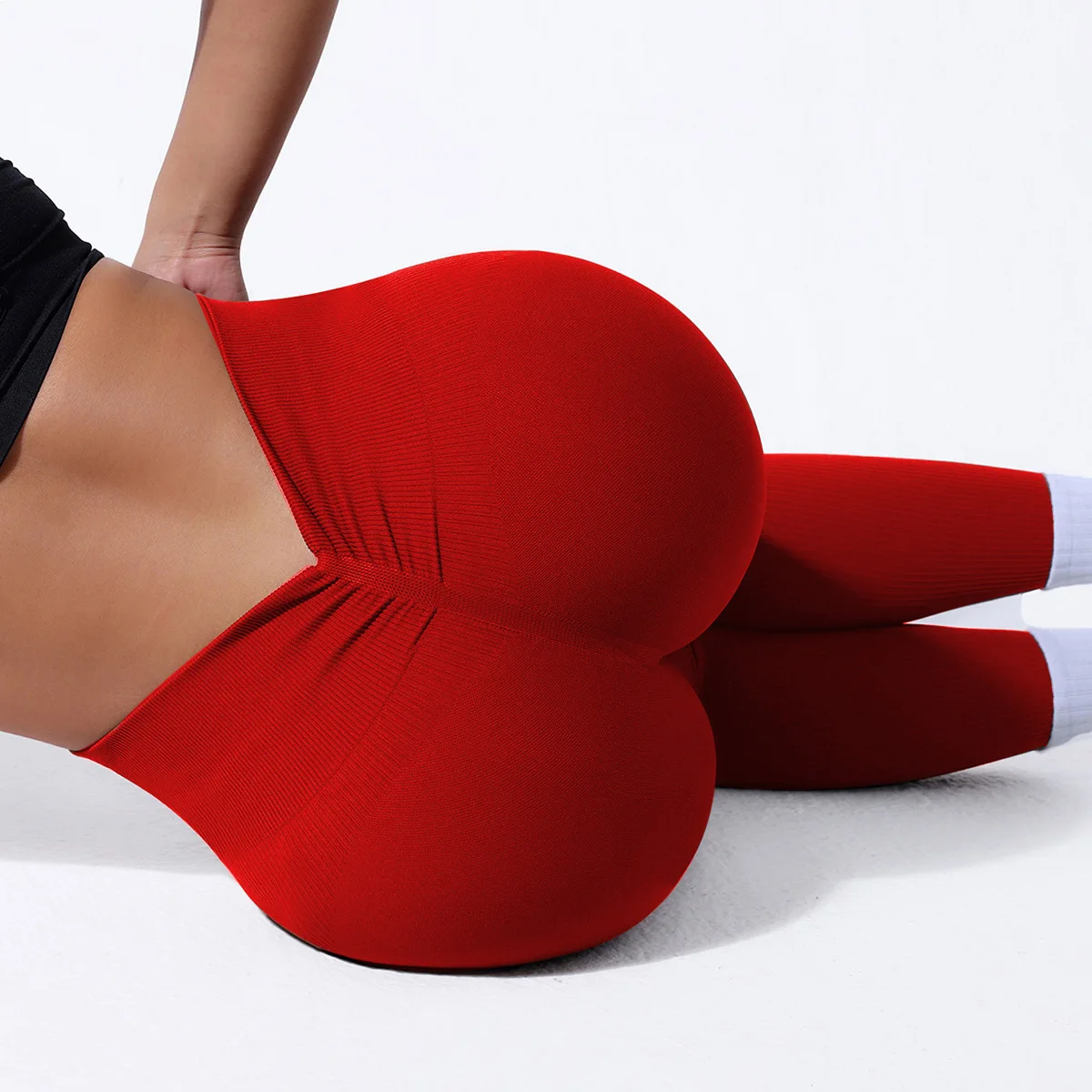 V-Back High Waisted Yoga Leggings Seamless Knit Tights for Women Quick Dry Butt Lifting Fashion Slim High Elastic Leggings
