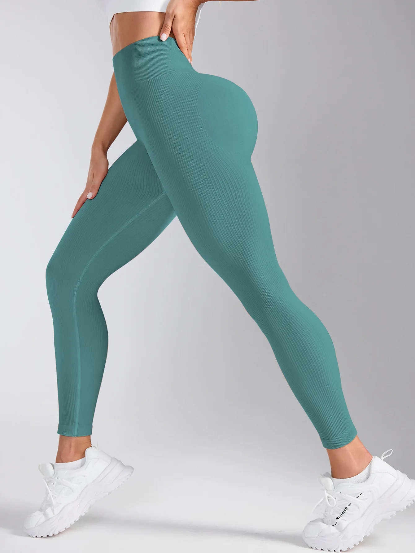 V-Back High Waisted Yoga Leggings Seamless Knit Tights for Women Quick Dry Butt Lifting Fashion Slim High Elastic Leggings