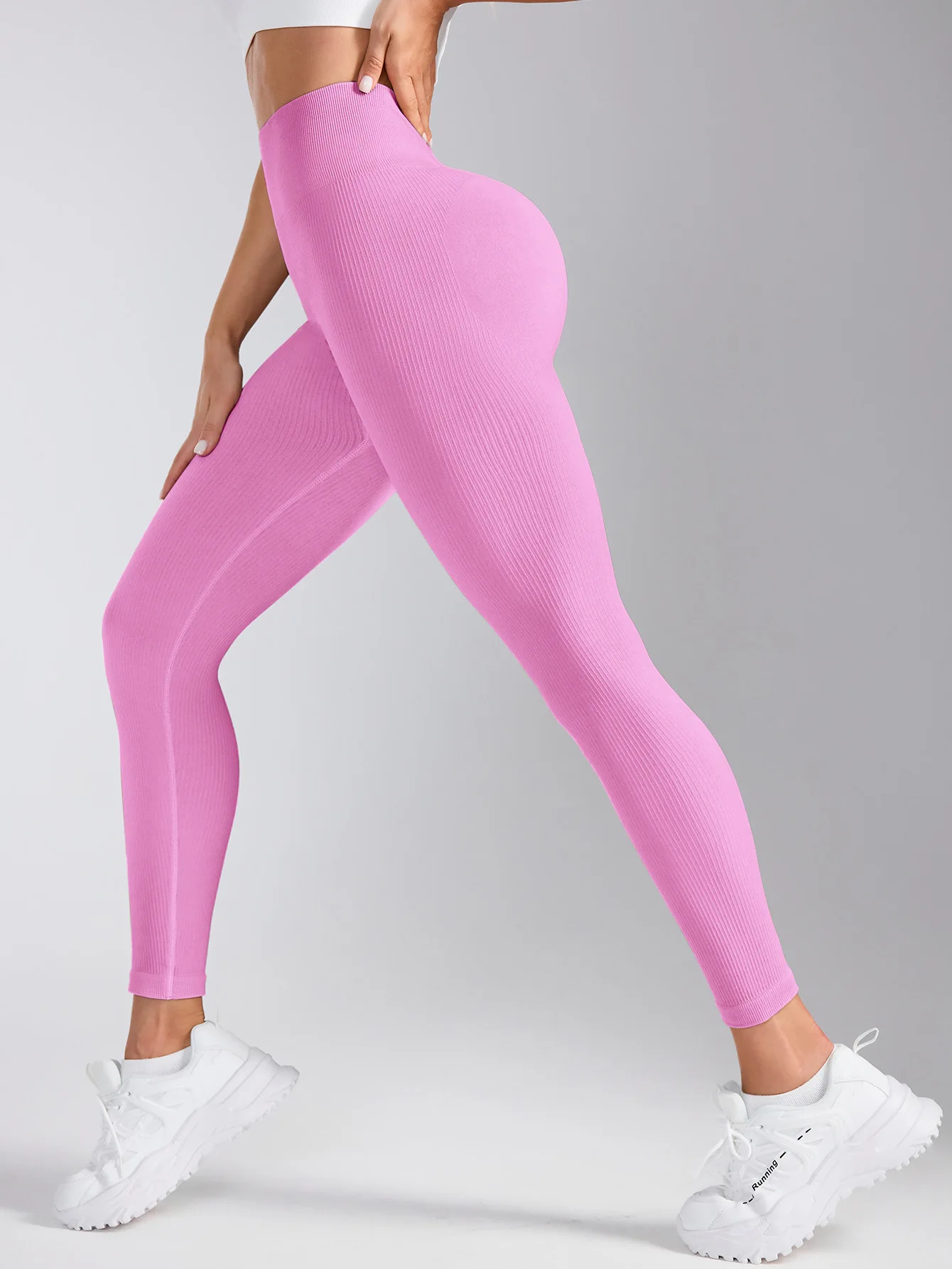 V-Back High Waisted Yoga Leggings Seamless Knit Tights for Women Quick Dry Butt Lifting Fashion Slim High Elastic Leggings