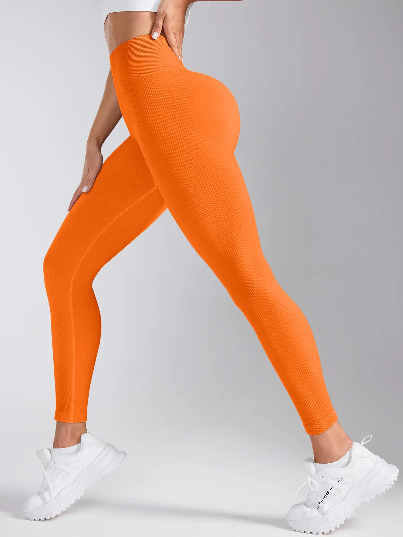 V-Back High Waisted Yoga Leggings Seamless Knit Tights for Women Quick Dry Butt Lifting Fashion Slim High Elastic Leggings