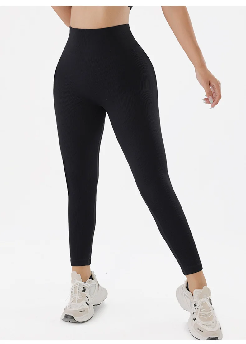 V-Back High Waisted Yoga Leggings Seamless Knit Tights for Women Quick Dry Butt Lifting Fashion Slim High Elastic Leggings