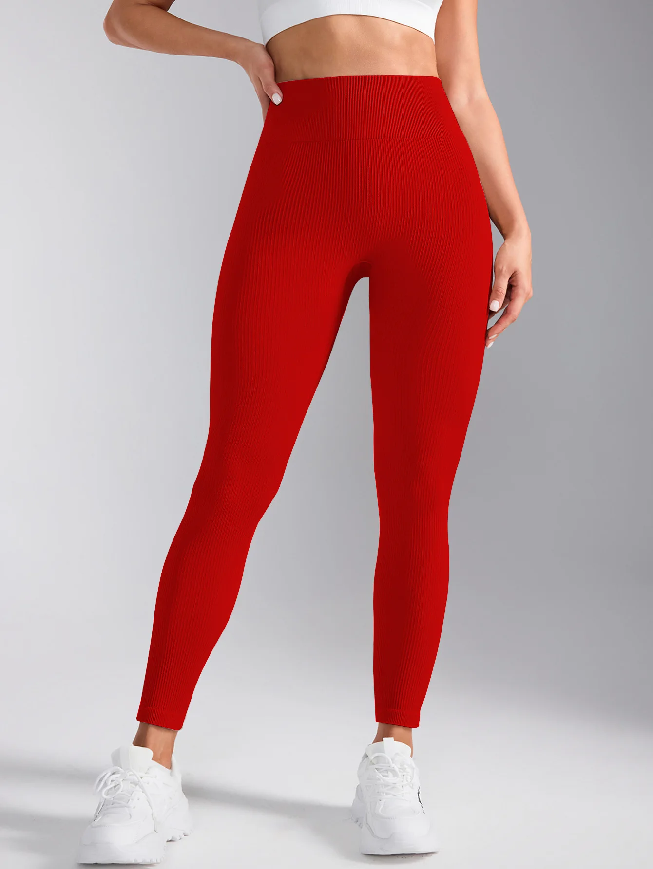 V-Back High Waisted Yoga Leggings Seamless Knit Tights for Women Quick Dry Butt Lifting Fashion Slim High Elastic Leggings