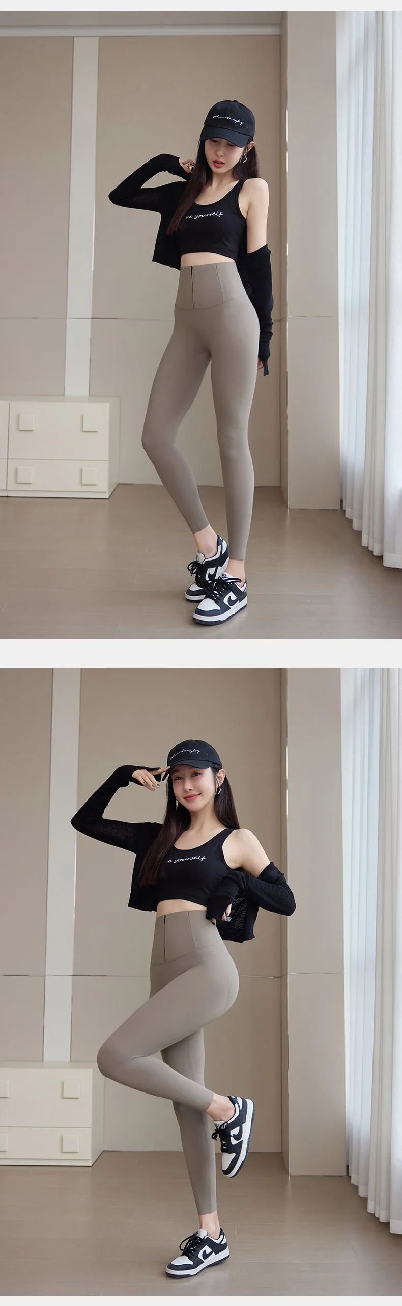 BIVIGAOS Spring Cool Brown Zipper Sharkskin Leggings Women High Waist Micro Pressure Butt Lifter Tight Fit Casual Sport Leggings
