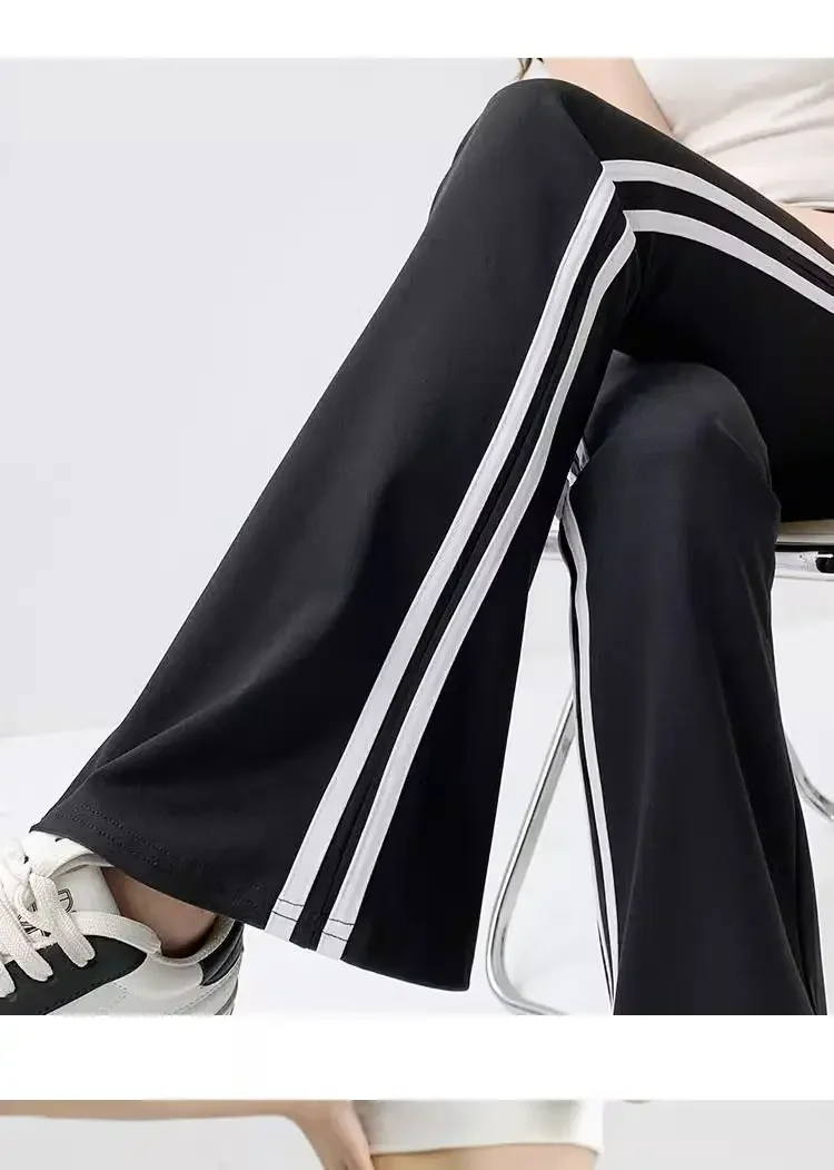 Fashion Stripe Flared Shark Pants Female Thin Style Leggings High Waist Hip Liftting Workout Running Skinny Yoga Leggings