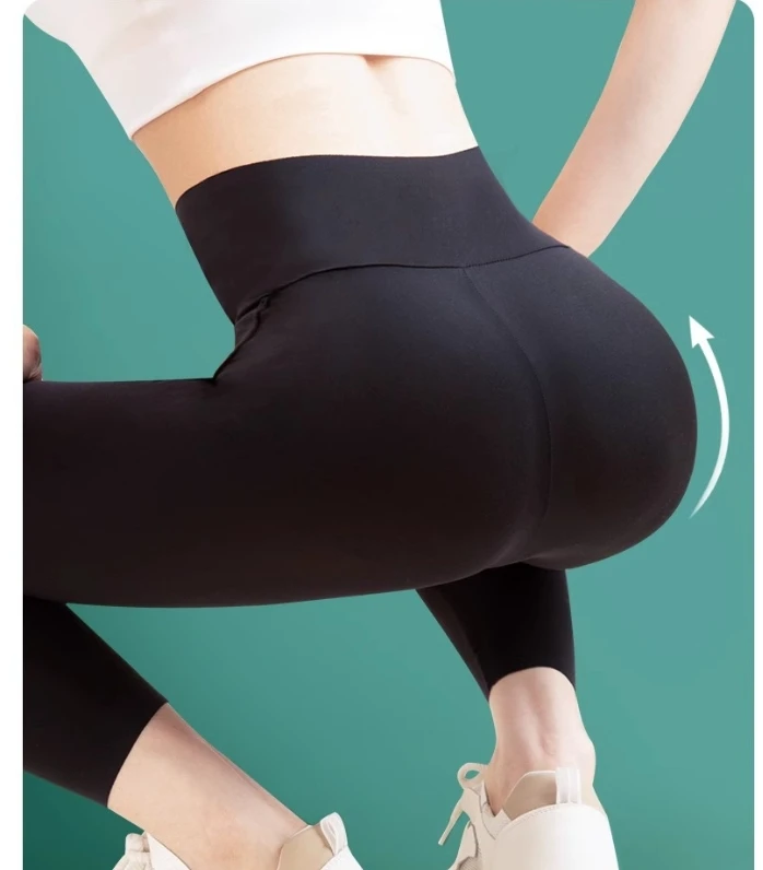2025 Sexy Women Thin Summer Legging Yoga Pants Outer Wear Silky Elastic Sheer Skinny Trousers Sunscreen Cool High Waist Feeling