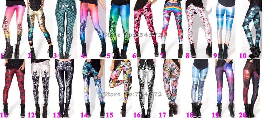 4XL Design Punk Rock Fashion Women Digital Print Galaxy Leggings Alice in Wonderland Blood Camouflage Pants Legging GL-22