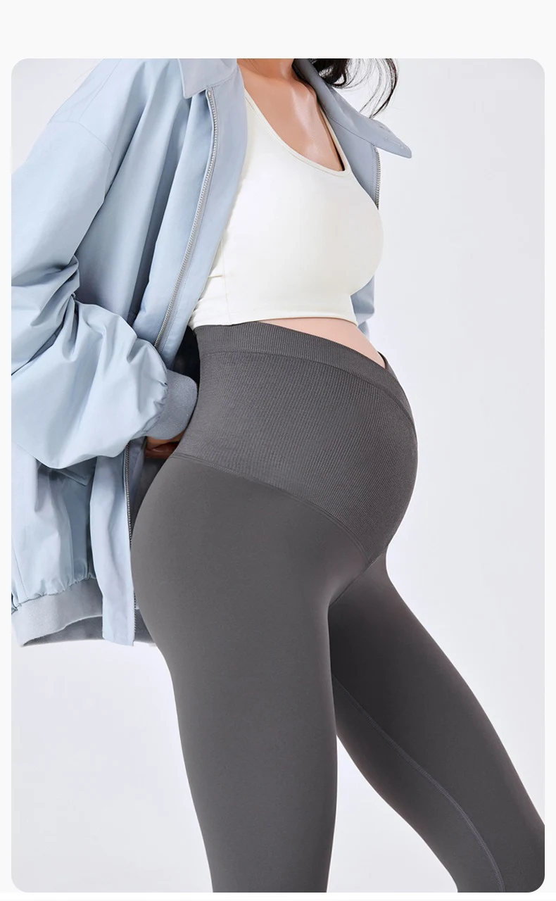 BIVIGAOS Spring Summer New Cross Waist Pregnant Women's Leggings High Elasticity Belly Support V-Waist Slim Fit Maternity Pants