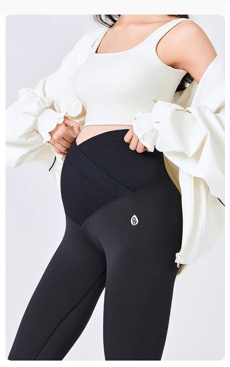 BIVIGAOS Spring Summer New Cross Waist Pregnant Women's Leggings High Elasticity Belly Support V-Waist Slim Fit Maternity Pants