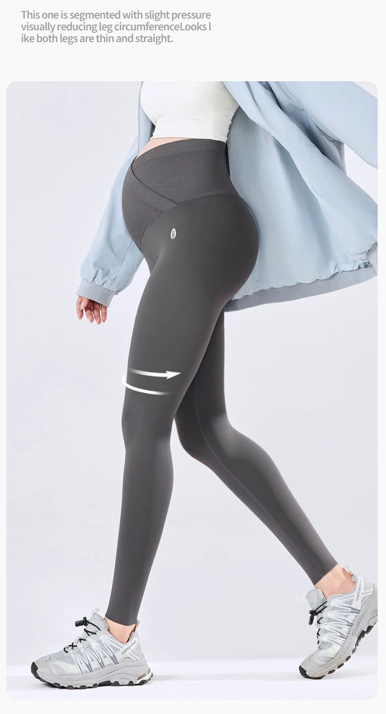 BIVIGAOS Spring Summer New Cross Waist Pregnant Women's Leggings High Elasticity Belly Support V-Waist Slim Fit Maternity Pants