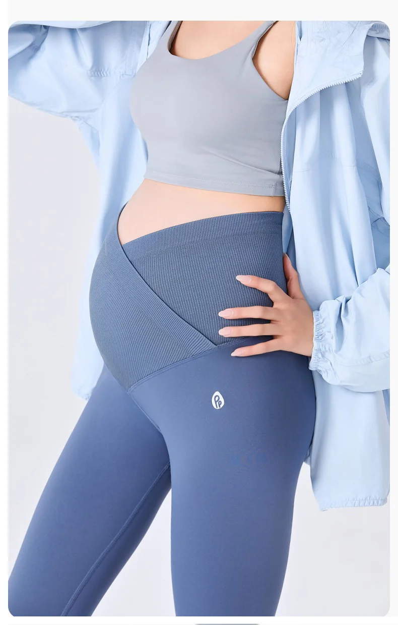 BIVIGAOS Spring Summer New Cross Waist Pregnant Women's Leggings High Elasticity Belly Support V-Waist Slim Fit Maternity Pants