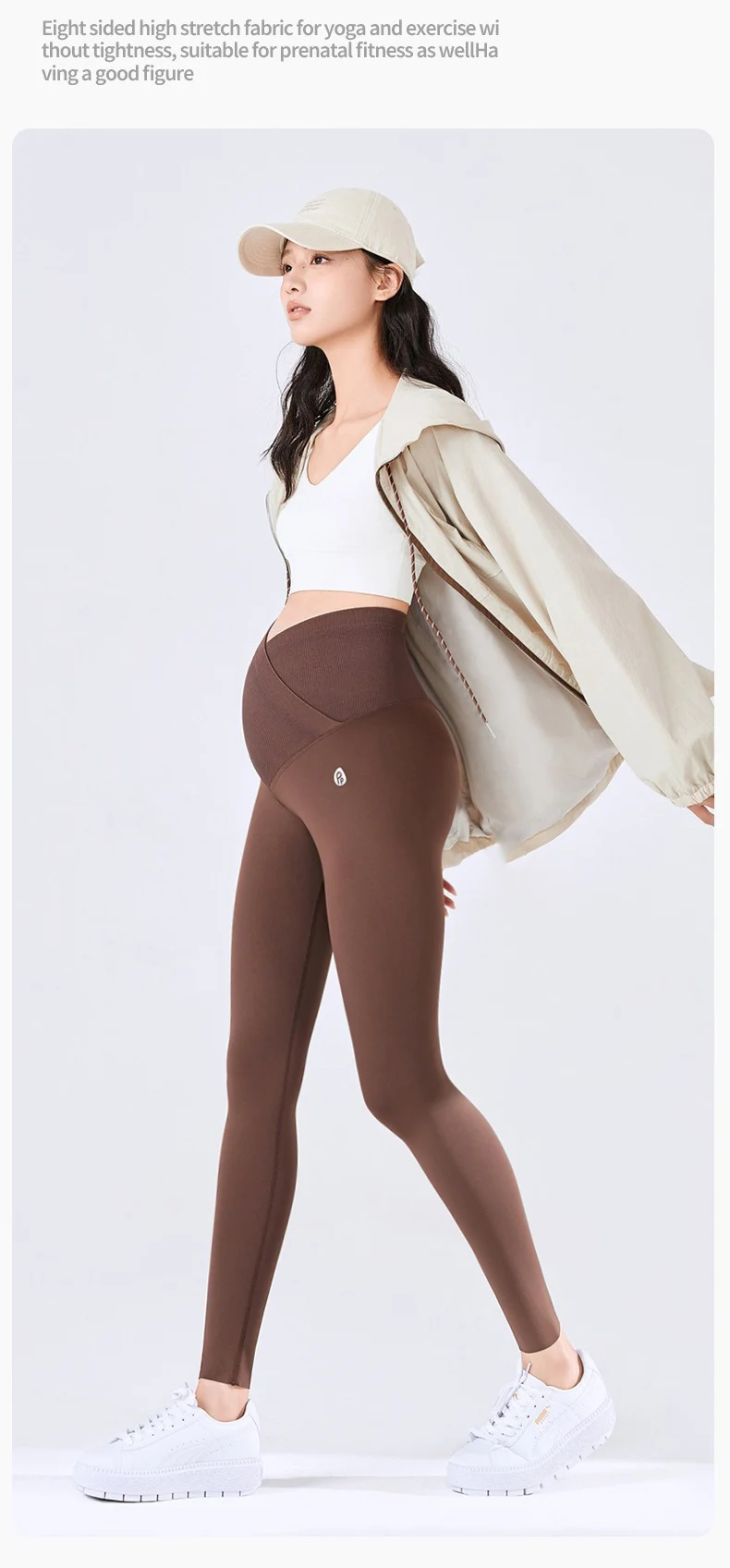 BIVIGAOS Spring Summer New Cross Waist Pregnant Women's Leggings High Elasticity Belly Support V-Waist Slim Fit Maternity Pants