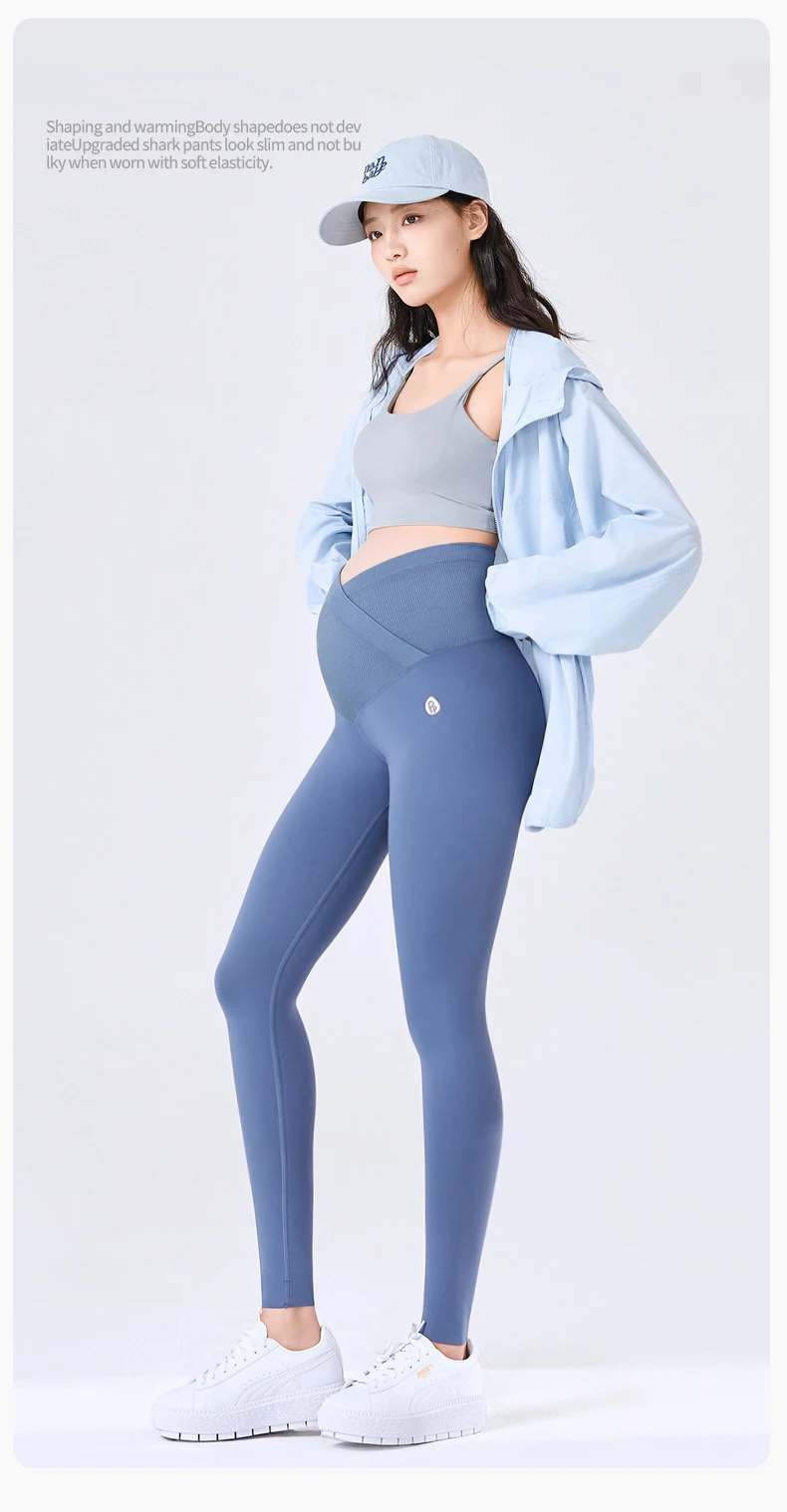 BIVIGAOS Spring Summer New Cross Waist Pregnant Women's Leggings High Elasticity Belly Support V-Waist Slim Fit Maternity Pants
