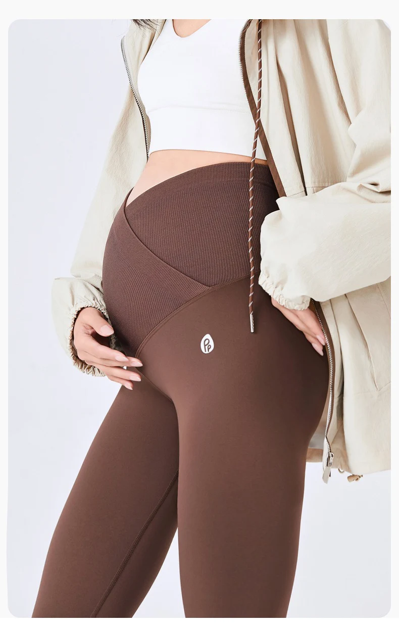 BIVIGAOS Spring Summer New Cross Waist Pregnant Women's Leggings High Elasticity Belly Support V-Waist Slim Fit Maternity Pants