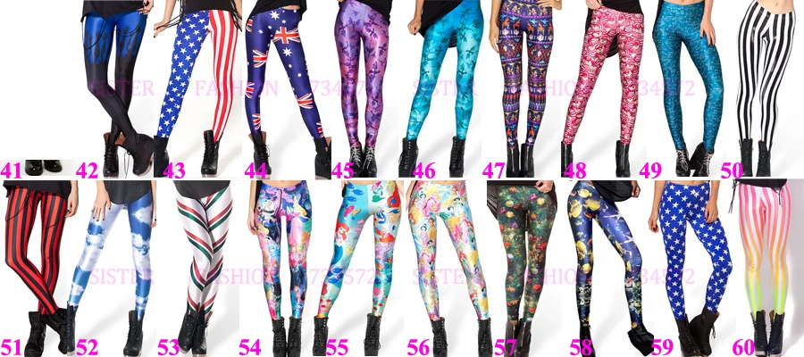 Summer Women Mermaid Printed Galaxy Leggings Animal Donald Duck Cartoon Characters  Legging Pants Black Milk Leggins G L-1467
