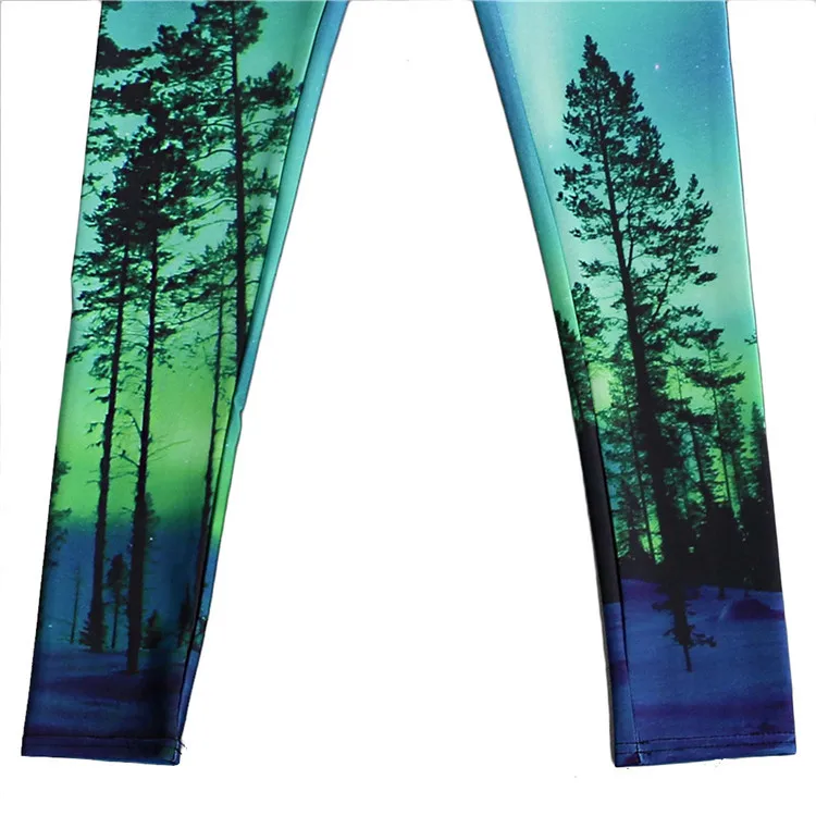 UPTOAILEI Quality Women Galaxy Elastic Tight Trouser Black Green Mermaid Printed Leggings Black Milk Leggins Summer