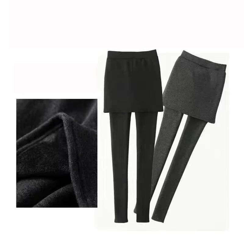 Winter Women Slim Fit Plush Thermal Leggings Girls High Waist Snow Warm Skinny Thin Trousers Lady Retro Fashion Fleece Pants