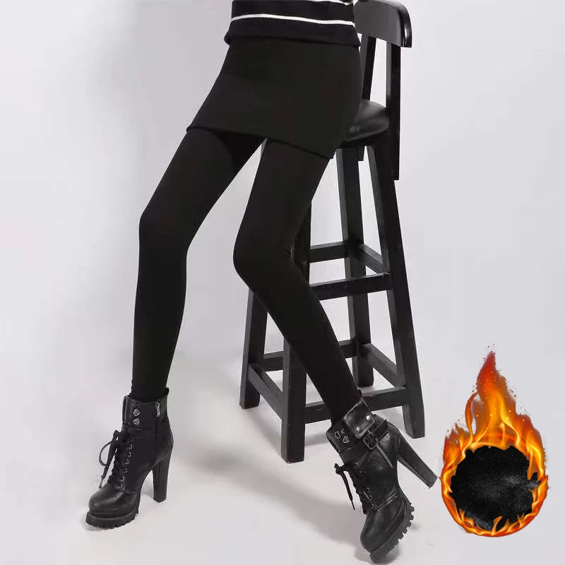 Winter Women Slim Fit Plush Thermal Leggings Girls High Waist Snow Warm Skinny Thin Trousers Lady Retro Fashion Fleece Pants