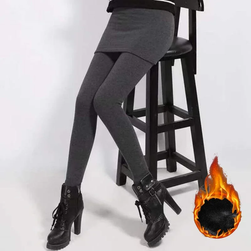 Winter Women Slim Fit Plush Thermal Leggings Girls High Waist Snow Warm Skinny Thin Trousers Lady Retro Fashion Fleece Pants