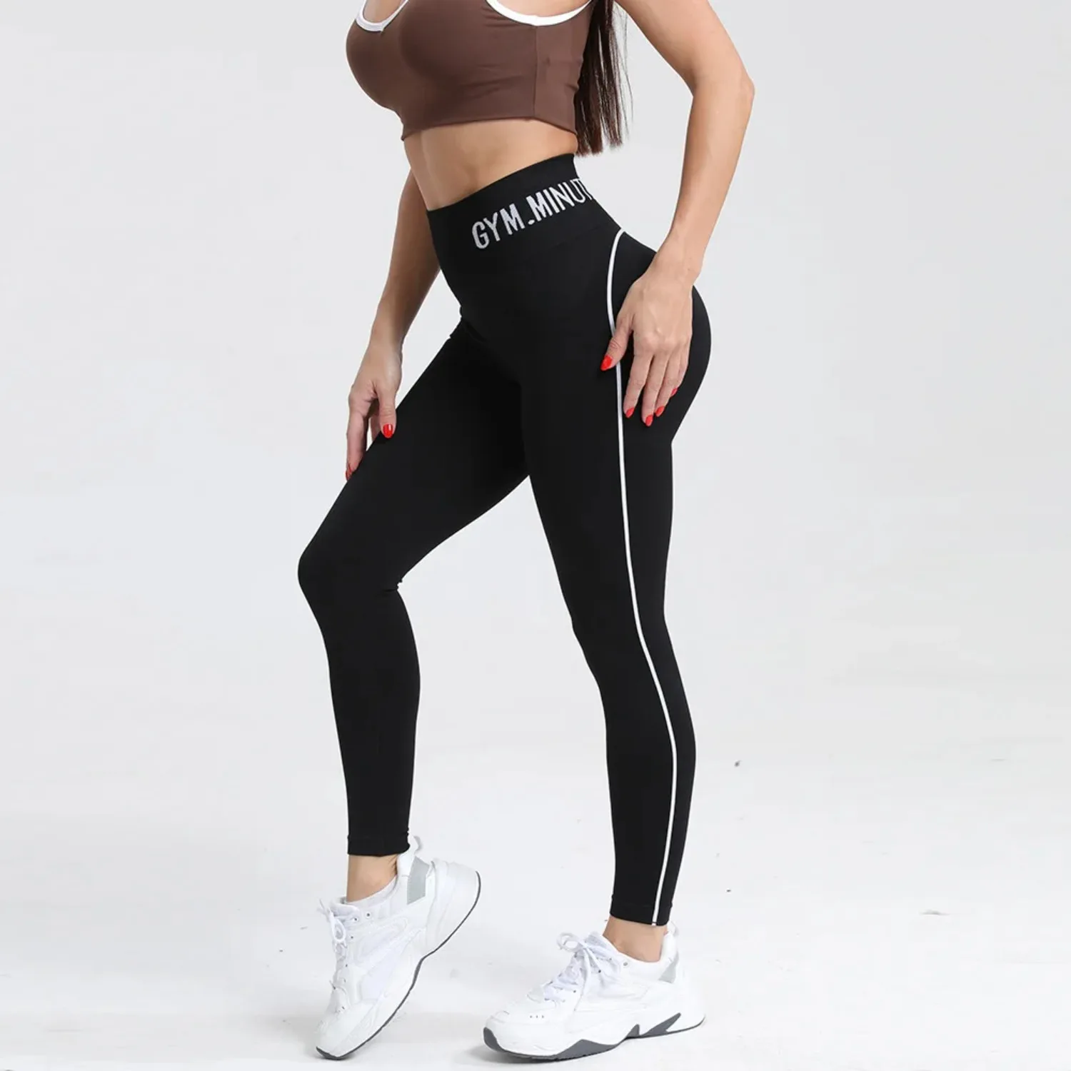Seamless High Gym Waist Women Yoga Pants Color Contrast Sports Legging Hip Lift Gym Fitness Tights Quick Dry Workout Pants