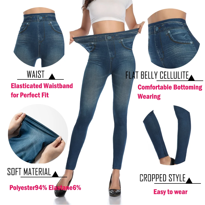 Miss Moly Fashion Slim Women Leggings Faux Denim Jeans Leggings Sexy Printing Summer Leggings Casual Pencil Pants Fitness Pants