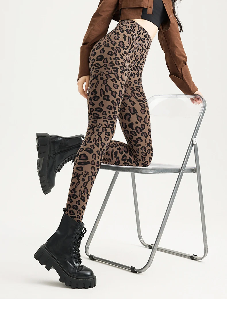 BIVIGAOS Spring Autumn Leopard Sharkskin Leggings Women High Waist Elastic Tight Sexy Yoga Leggings Slim Sports Fitness Leggings