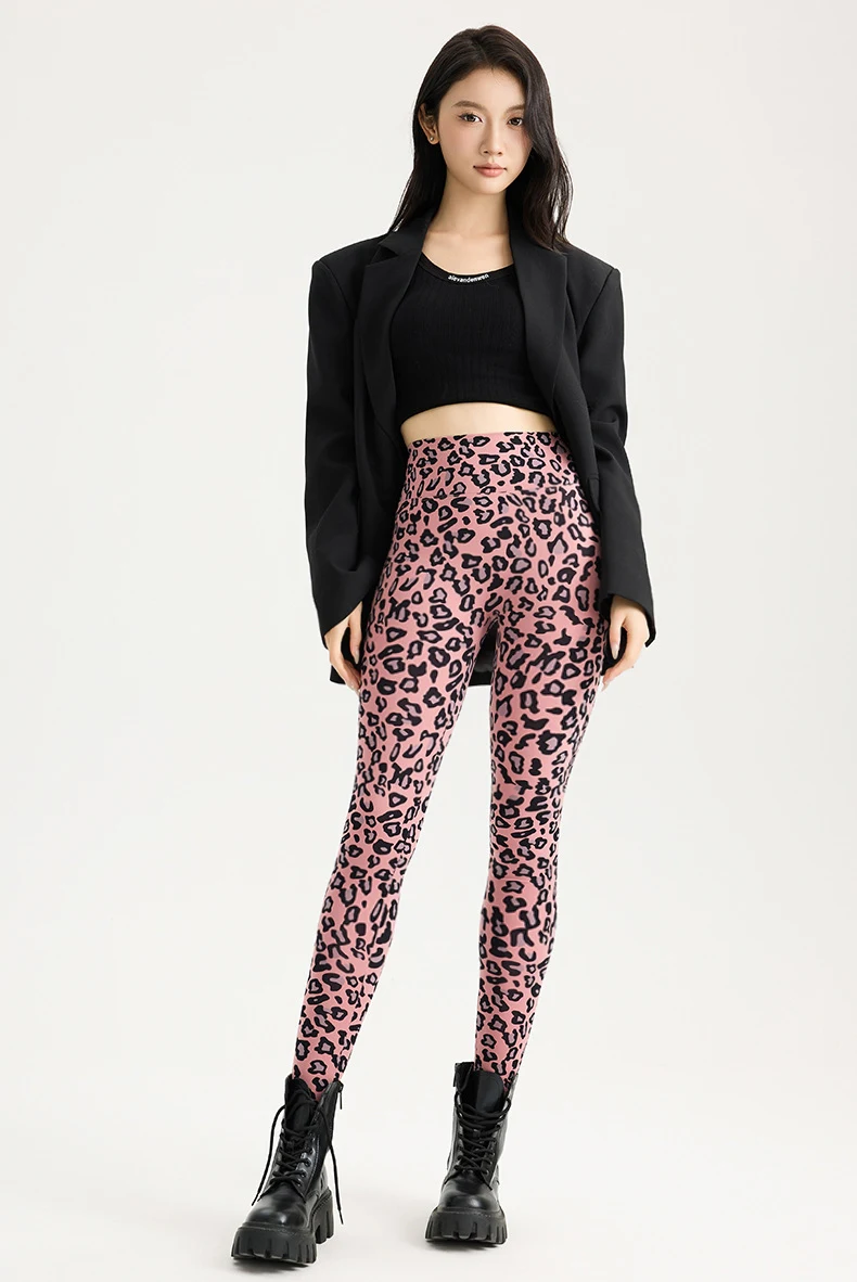 BIVIGAOS Spring Autumn Leopard Sharkskin Leggings Women High Waist Elastic Tight Sexy Yoga Leggings Slim Sports Fitness Leggings