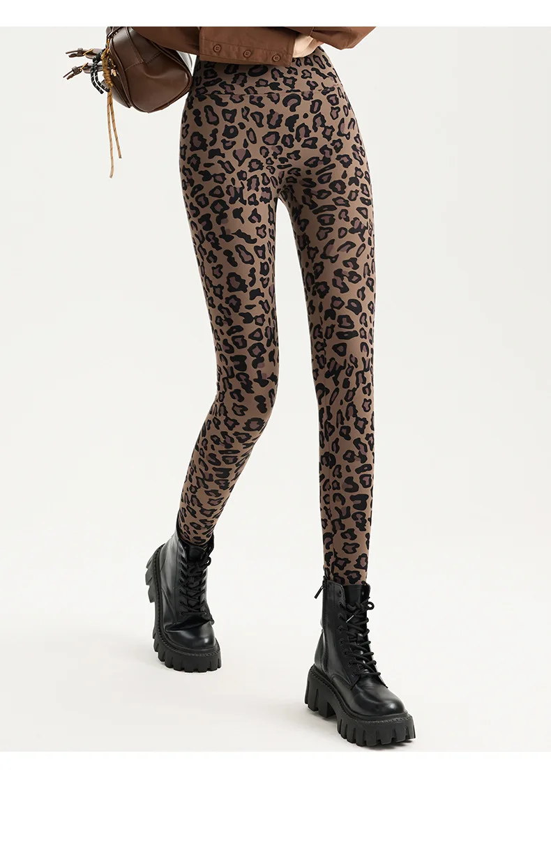 BIVIGAOS Spring Autumn Leopard Sharkskin Leggings Women High Waist Elastic Tight Sexy Yoga Leggings Slim Sports Fitness Leggings