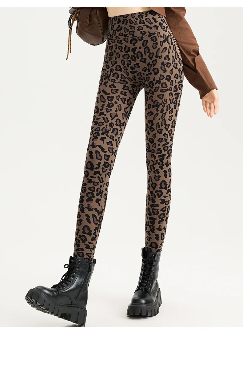 BIVIGAOS Spring Autumn Leopard Sharkskin Leggings Women High Waist Elastic Tight Sexy Yoga Leggings Slim Sports Fitness Leggings