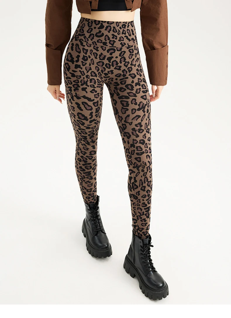 BIVIGAOS Spring Autumn Leopard Sharkskin Leggings Women High Waist Elastic Tight Sexy Yoga Leggings Slim Sports Fitness Leggings