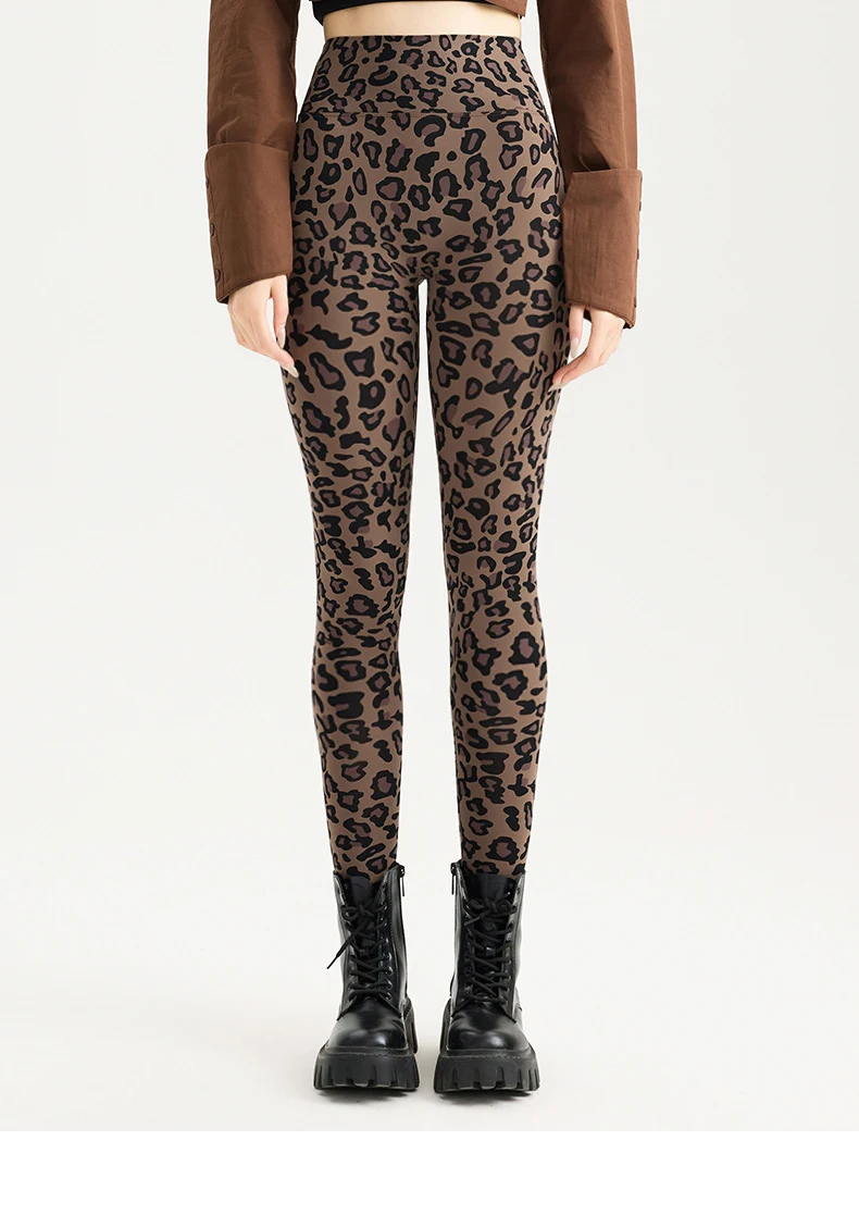 BIVIGAOS Spring Autumn Leopard Sharkskin Leggings Women High Waist Elastic Tight Sexy Yoga Leggings Slim Sports Fitness Leggings