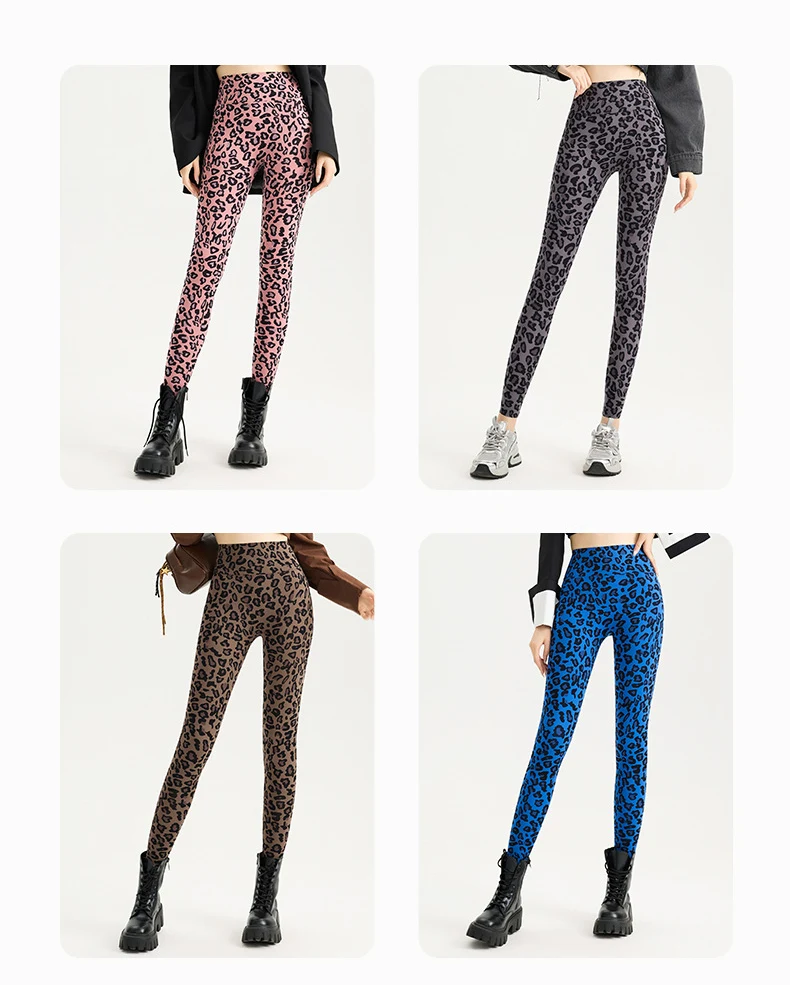 BIVIGAOS Spring Autumn Leopard Sharkskin Leggings Women High Waist Elastic Tight Sexy Yoga Leggings Slim Sports Fitness Leggings