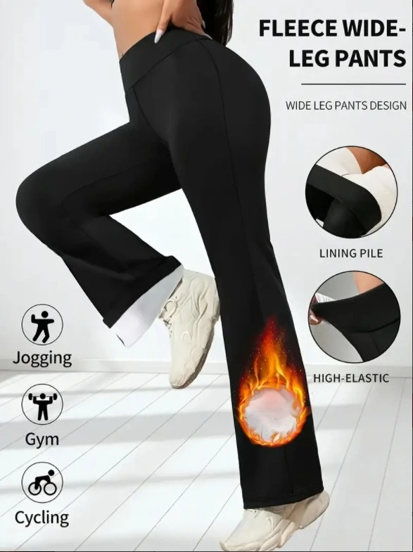 Velvet Thermal Leggings for Autumn and Winter High Waist and Hip Lifting Winter Yoga Pants Flared Wide Leg Thermal Pants