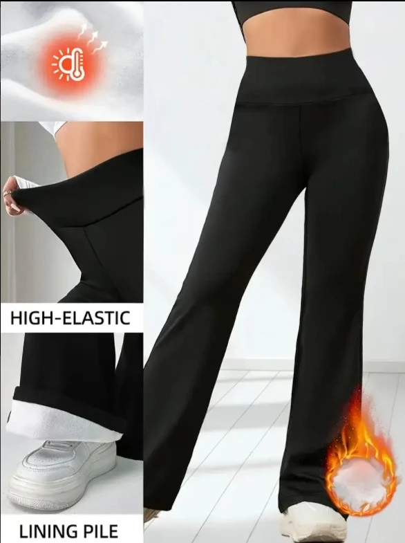 Velvet Thermal Leggings for Autumn and Winter High Waist and Hip Lifting Winter Yoga Pants Flared Wide Leg Thermal Pants