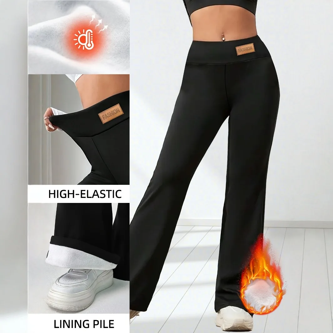 Velvet Thermal Leggings for Autumn and Winter High Waist and Hip Lifting Winter Yoga Pants Flared Wide Leg Thermal Pants