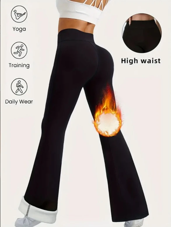 Velvet Thermal Leggings for Autumn and Winter High Waist and Hip Lifting Winter Yoga Pants Flared Wide Leg Thermal Pants
