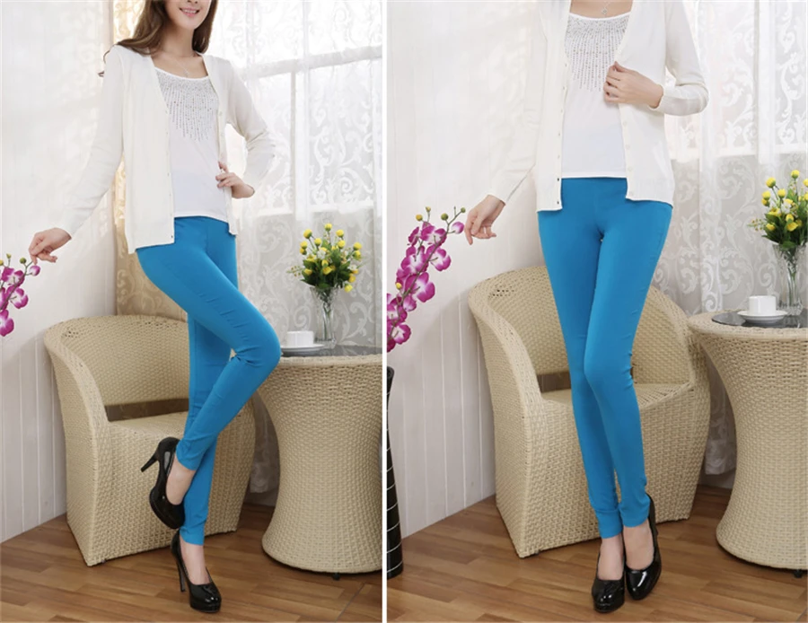 Oversize 6xl Spring Leggings Women Cute Candy Color High Waist Slim Ankle-length Pants Casual Pencil Pantalones Skinny Trousers